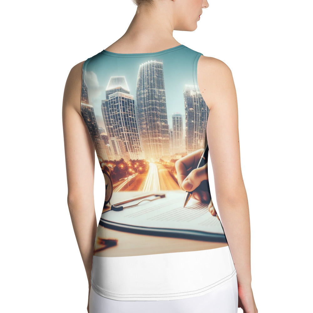 Women's All over print body-hugging tank top