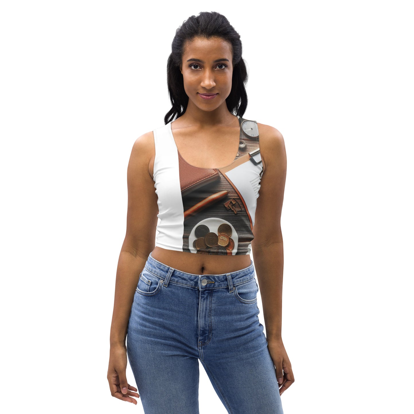 O1 Women's "Contract" printed Crop Top Tee