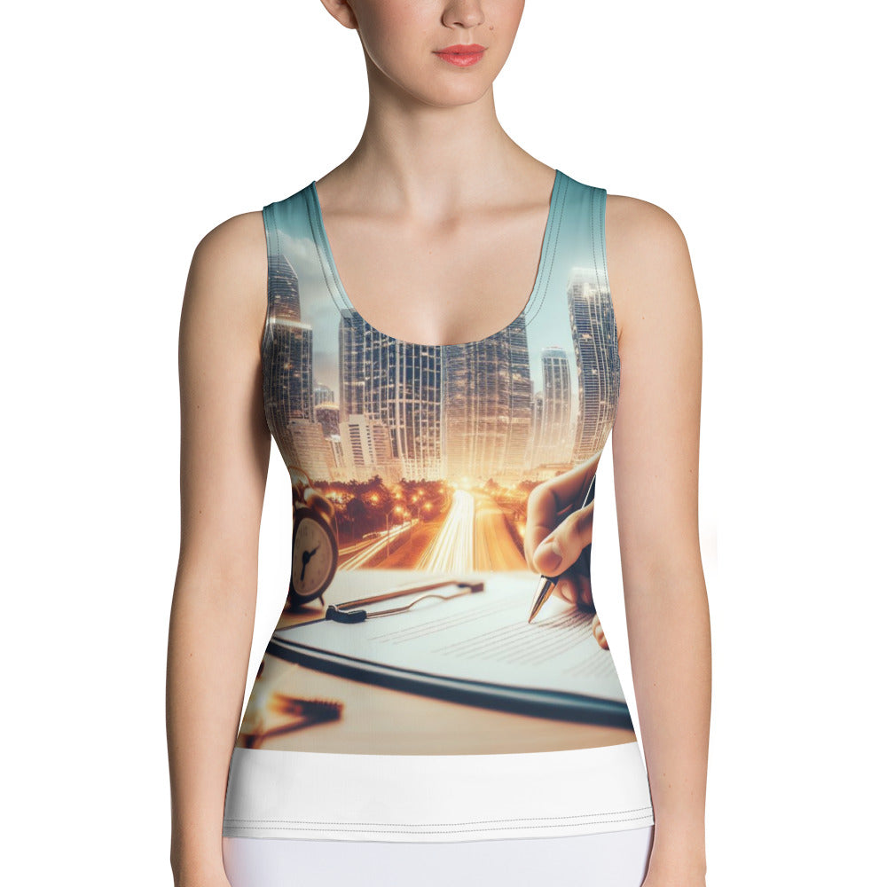 Women's All over print body-hugging tank top